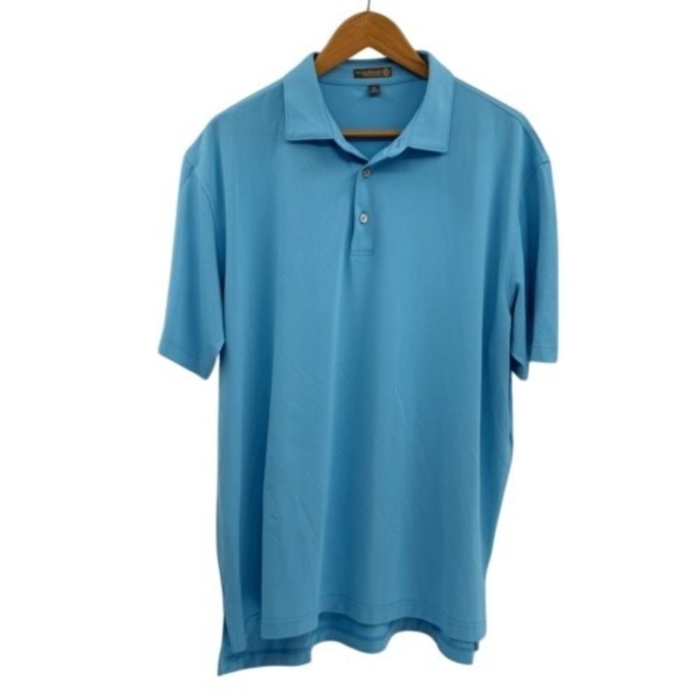 Peter Millar Polo Shirt‎ Summer Comfort Men Size XL Light Blue Short Sleeve Golf